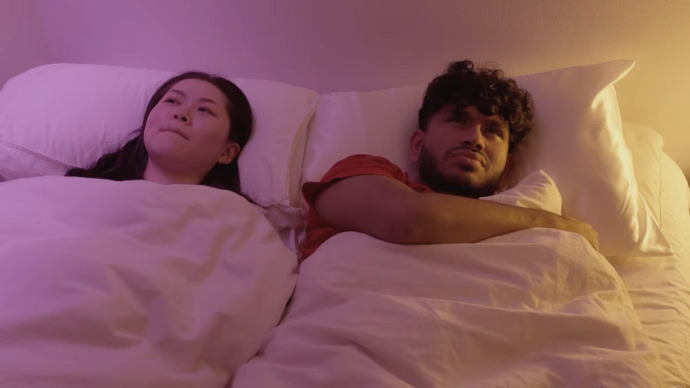 Sree as Sebastian lying awake in bed beside his partner